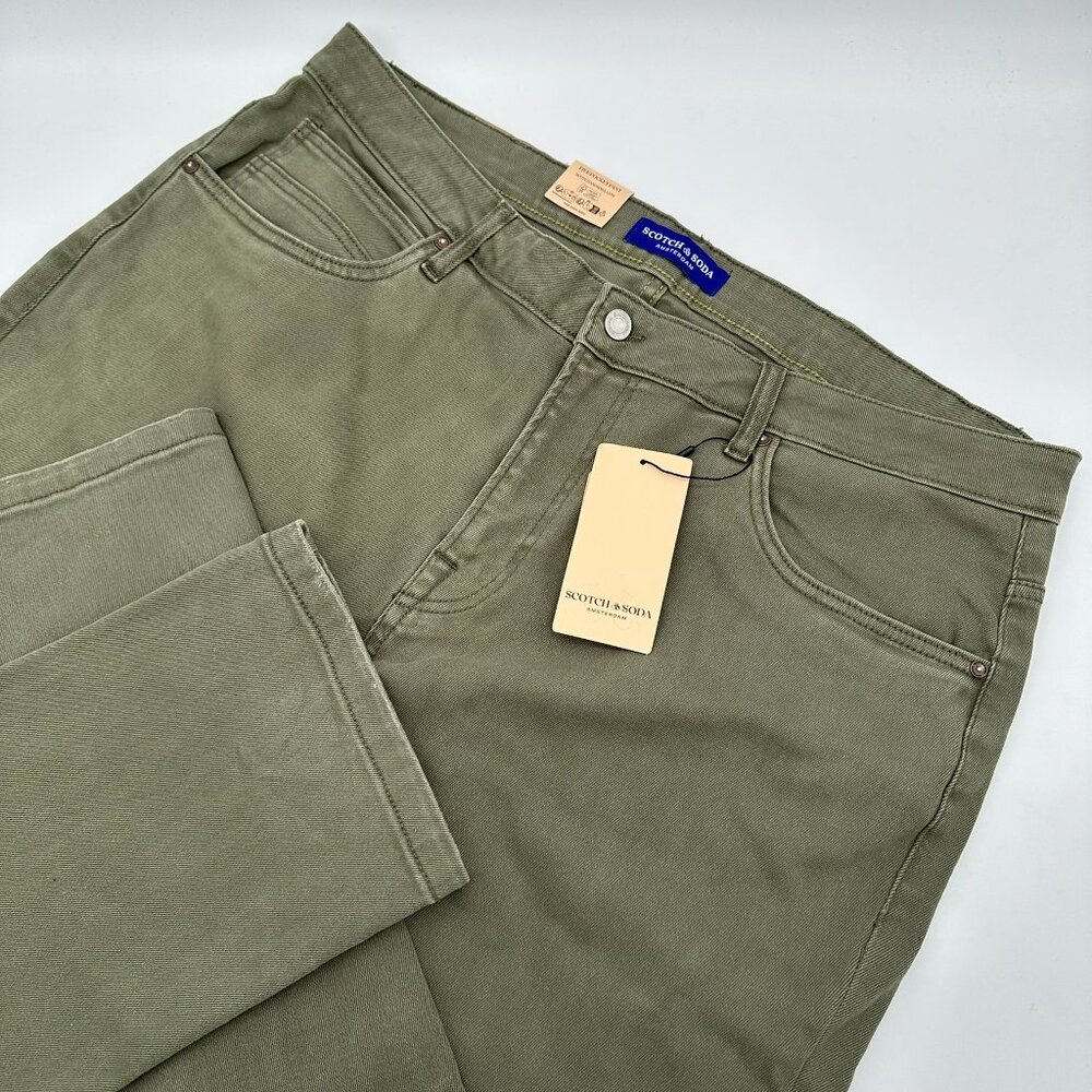 NWT Scotch & Soda Men's Straight Cargo Khaki Jean, Size W38 x L32